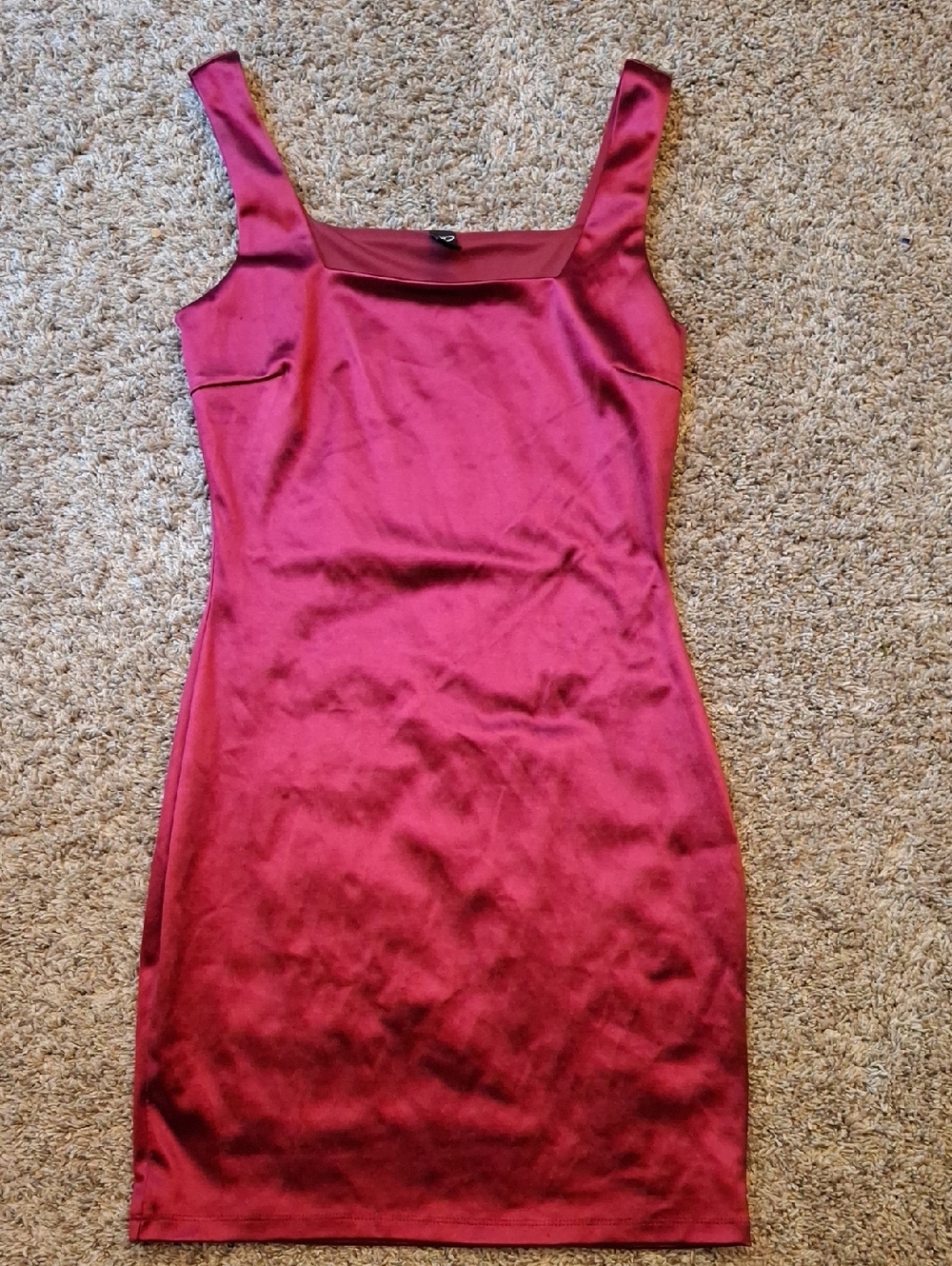 Windsor Satin Square-Neck Dress in Berry